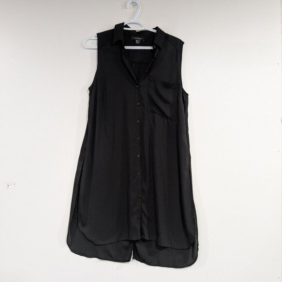 *3/$10* Primark Atmosphere Sleeveless  Sheer Slitted Tunic Shirt Black Size 6 - Picture 1 of 5